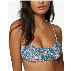 ONeill Womens Floral Scoop Neck Bikini Top Teal Multi XXL RN85773